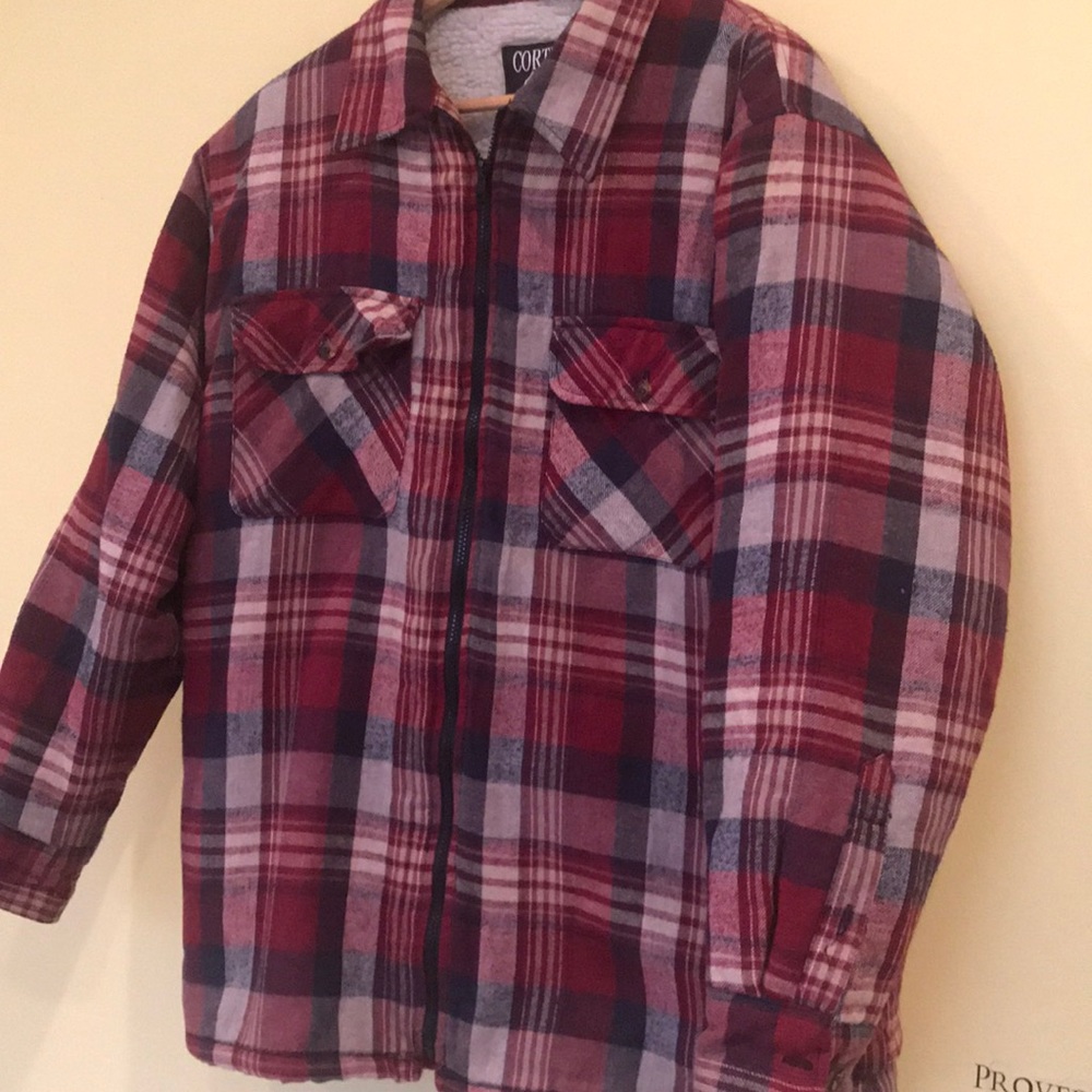 Red Plaid warm shearling coat